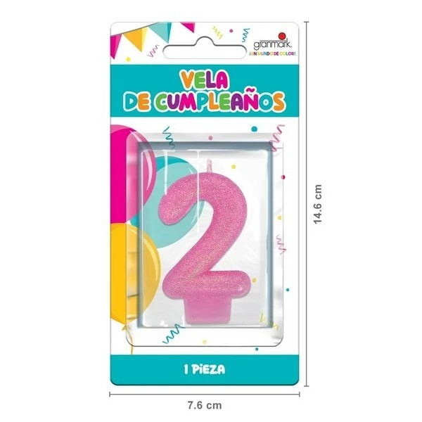 VELA NUMERO 2 PARTY ROSA E12